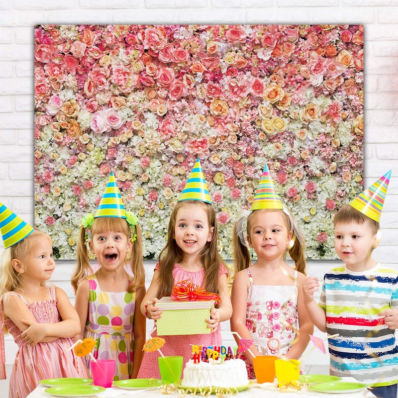 SJOLOON Floral Backdrop for Photography Valentine's Day Backdrops Spring Flower Background for Photographers Studio Props 10938(10x8FT) - Image 4